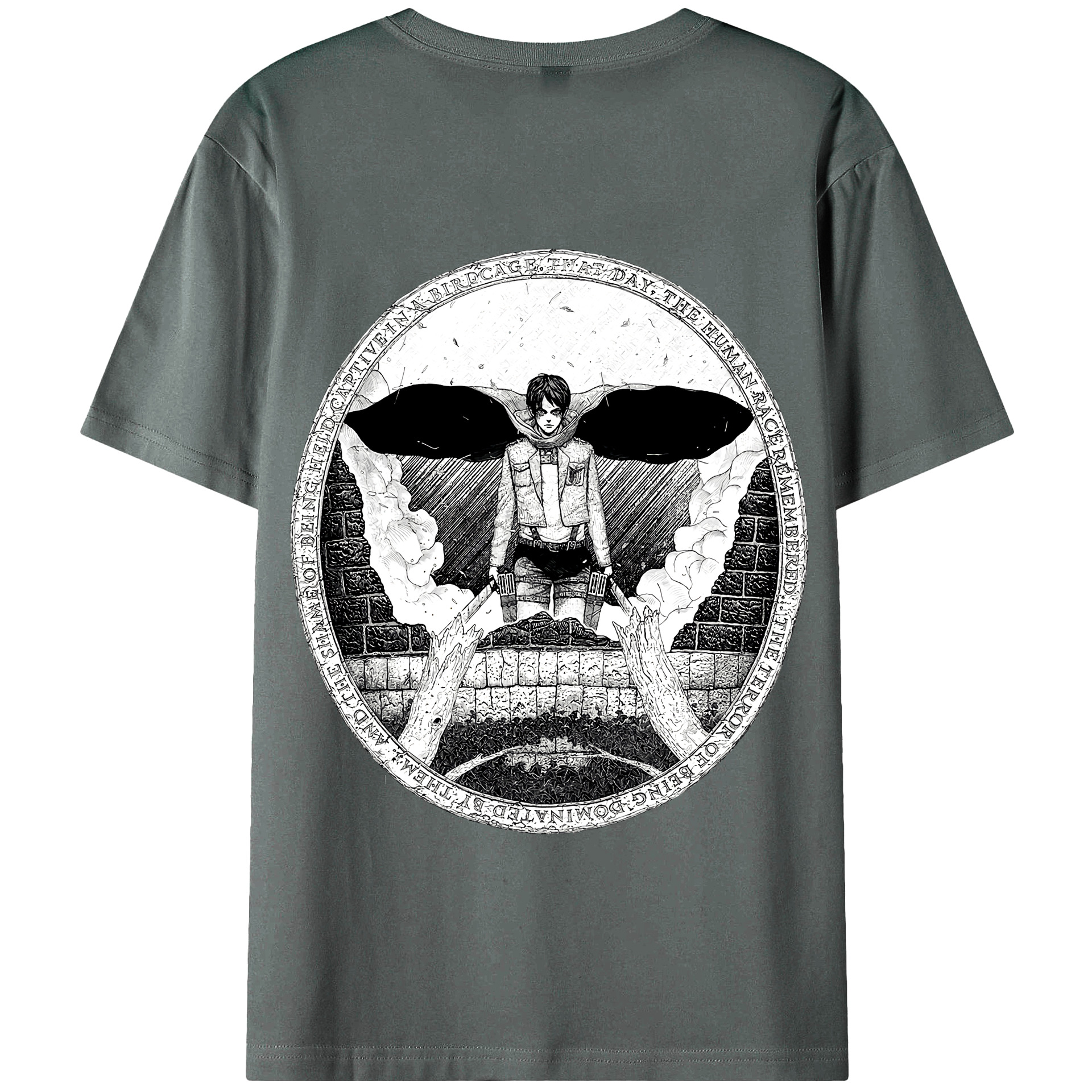 （画像用） 進撃の巨人 エレン･イェーガー Attack on Titan Eren Jäger 綿100％半袖Tシャツ（背面プリント）
